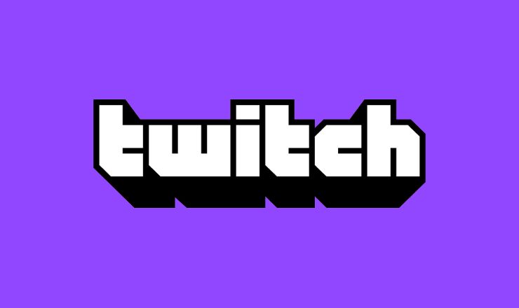 Bílé logo Twitch na fialovém pozadí