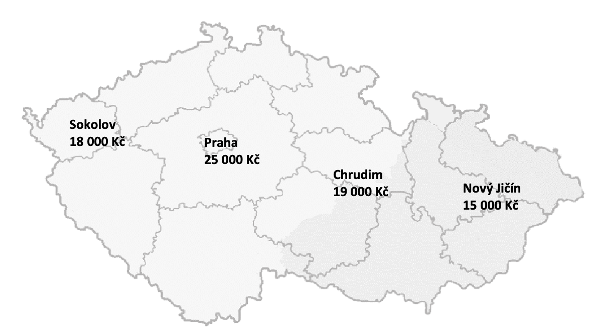 Mapa ČR s cenami autoškol
