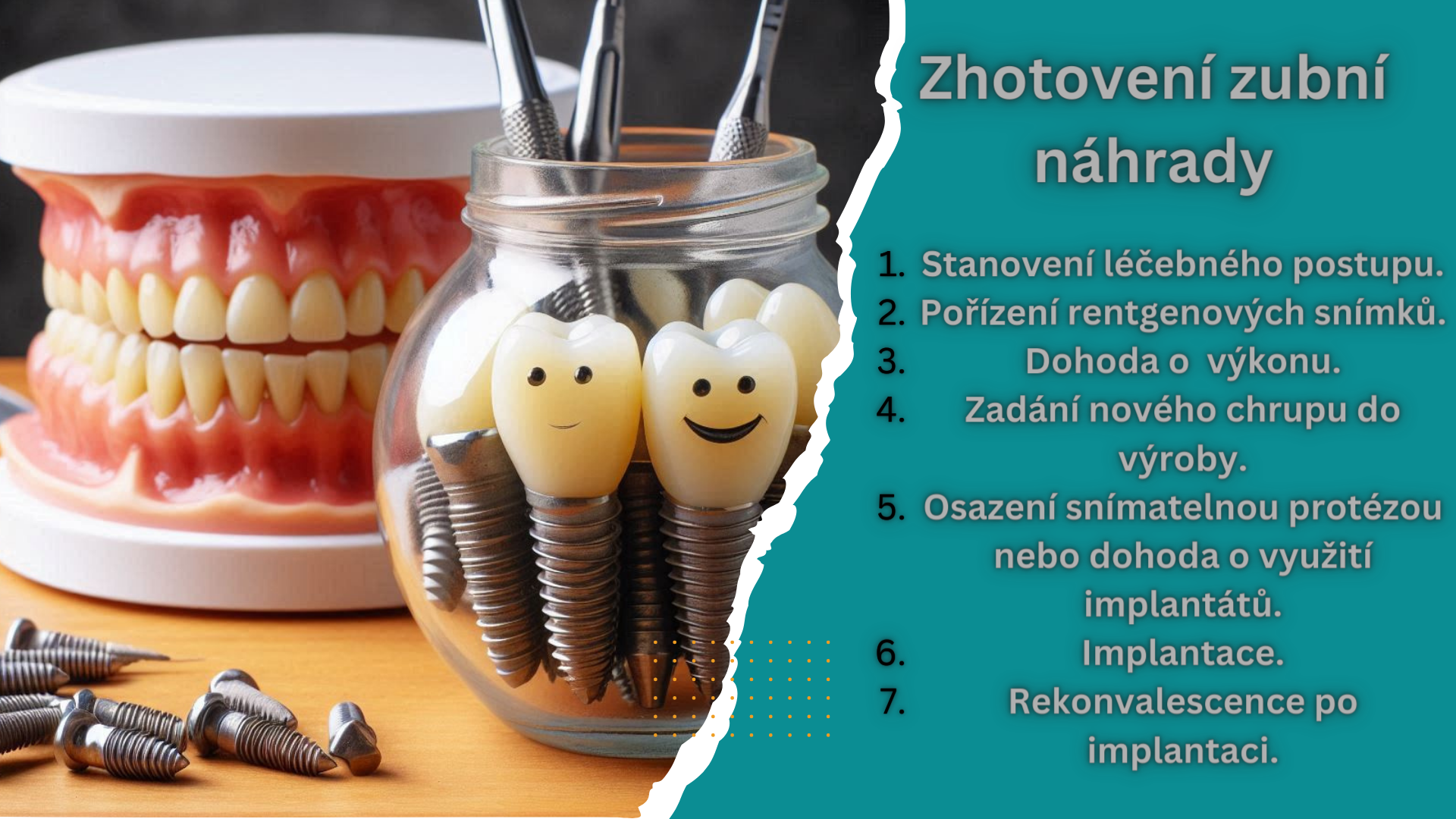Infografika: Postup vyhotovení zubní náhrady